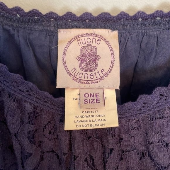 Muche Et Muchette Nilsen Cold Shoulder Lace Crochet Dress Navy One Size - Picture 5 of 7